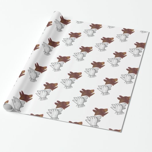 Hand Silhouette Dog Brown Cadeaupapier (Uitgerold)