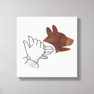 Hand Silhouette Dog Brown Canvas Afdruk