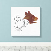 Hand Silhouette Dog Brown Canvas Afdruk (Insitu (Houten vloer))