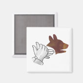 Hand Silhouette Dog Brown Magneet (Voorkant / Achterkant)