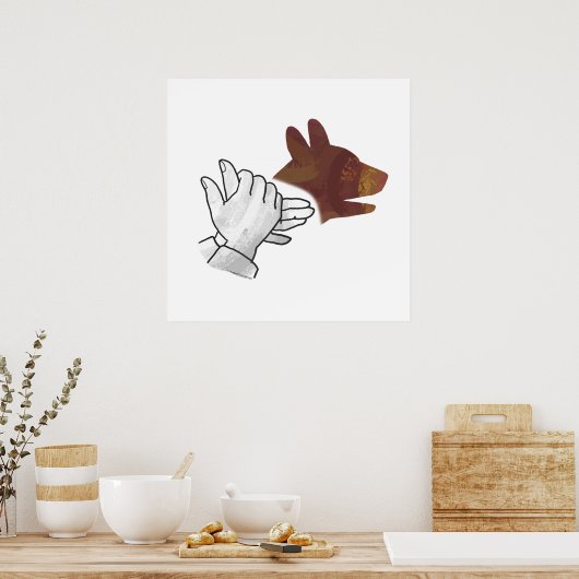 Hand Silhouette Dog Brown Poster (Keuken)