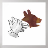 Hand Silhouette Dog Brown Poster (Voorkant)