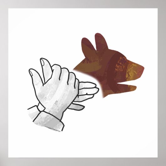 Hand Silhouette Dog Brown Poster (Voorkant)