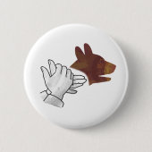 Hand Silhouette Dog Brown Ronde Button 5,7 Cm (Voorkant)