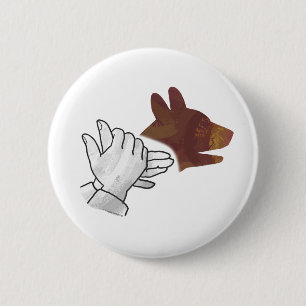 Hand Silhouette Dog Brown Ronde Button 5,7 Cm
