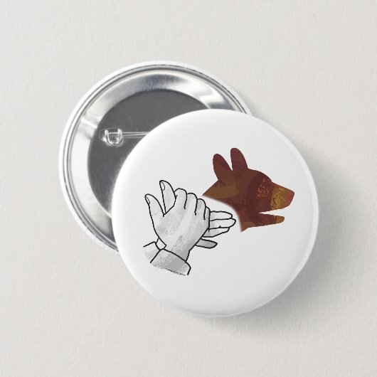 Hand Silhouette Dog Brown Ronde Button 5,7 Cm (Voorkant /achterkant)