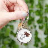 Hand Silhouette Dog Brown Sleutelhanger (Hand)