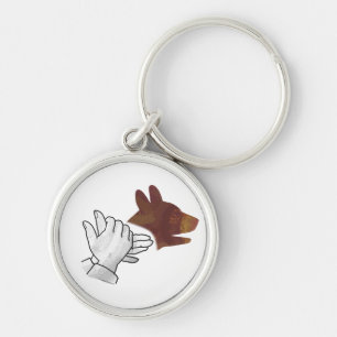 Hand Silhouette Dog Brown Sleutelhanger