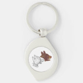 Hand Silhouette Dog Brown Sleutelhanger (Voorkant)