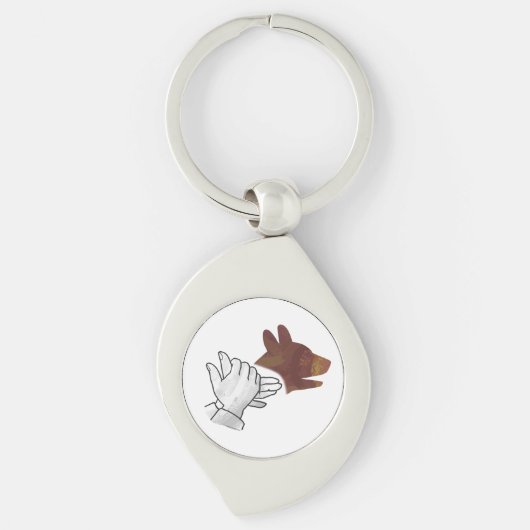 Hand Silhouette Dog Brown Sleutelhanger (Voorkant)