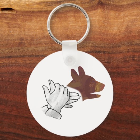 Hand Silhouette Dog Brown Sleutelhanger (Voorkant)