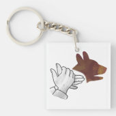 Hand Silhouette Dog Brown Sleutelhanger (voorkant)