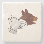 Hand Silhouette Dog Brown Stenen Onderzetter (Voorkant)