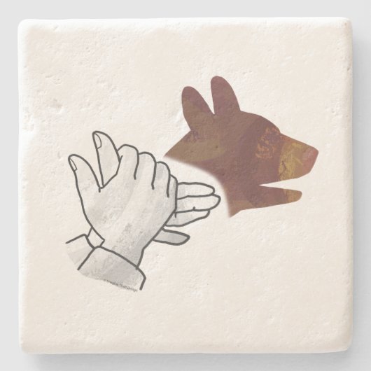 Hand Silhouette Dog Brown Stenen Onderzetter (Voorkant)