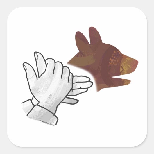 Hand Silhouette Dog Brown Vierkante Sticker (Voorkant)