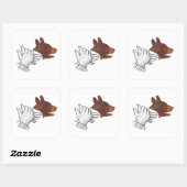 Hand Silhouette Dog Brown Vierkante Sticker (Vel)