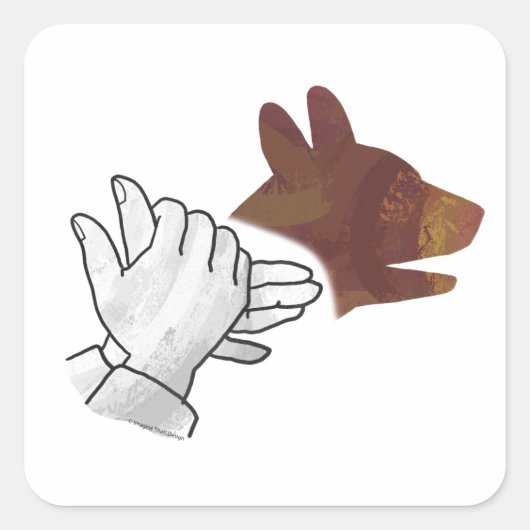 Hand Silhouette Dog Brown Vierkante Sticker (Voorkant)