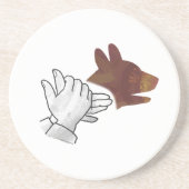 Hand Silhouette Dog Brown Zandsteen Onderzetter (Voorkant)