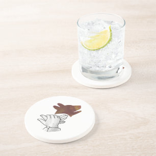 Hand Silhouette Dog Brown Zandsteen Onderzetter