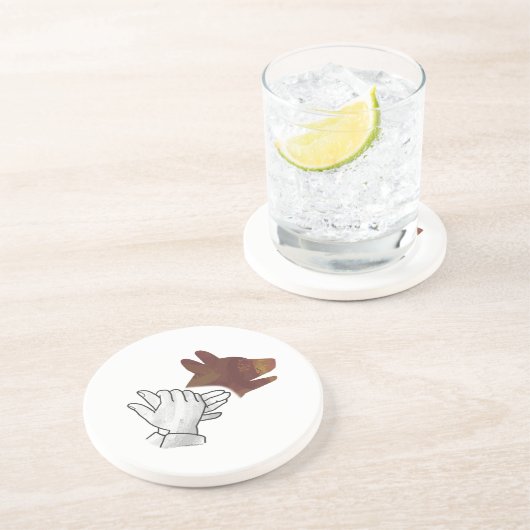 Hand Silhouette Dog Brown Zandsteen Onderzetter (Zijkant)