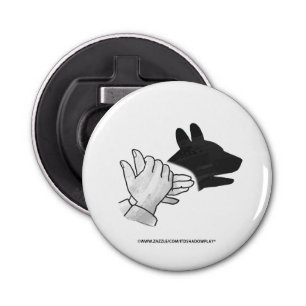 Hand Silhouette Dog Button Flesopener