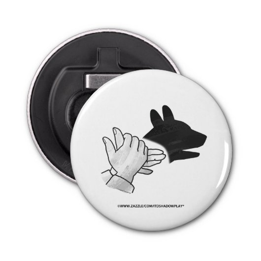 Hand Silhouette Dog Button Flesopener (Voorkant)