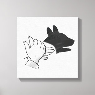 Hand Silhouette Dog Canvas Afdruk
