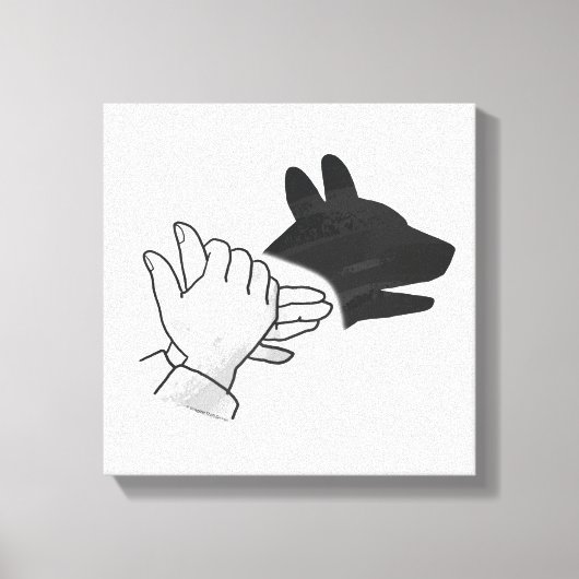 Hand Silhouette Dog Canvas Afdruk (Voorkant)