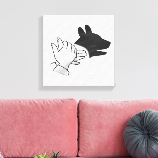 Hand Silhouette Dog Canvas Afdruk (Insitu (Woonkamer))