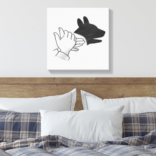 Hand Silhouette Dog Canvas Afdruk (Insitu (Slaapkamer))