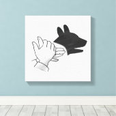Hand Silhouette Dog Canvas Afdruk (Insitu (Houten vloer))