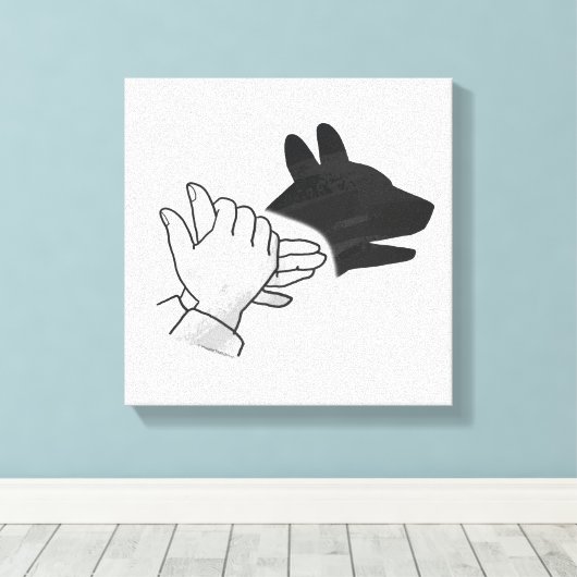 Hand Silhouette Dog Canvas Afdruk (Insitu (Houten vloer))