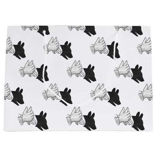 Hand Silhouette Dog Groot Cadeauzakje (Voorkant)