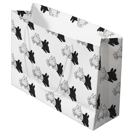 Hand Silhouette Dog Groot Cadeauzakje (Voorkant Gekanteld)