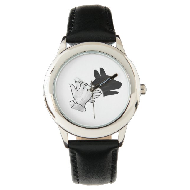 Hand Silhouette Dog Horloge (Voorkant)
