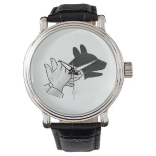 Hand Silhouette Dog Horloge