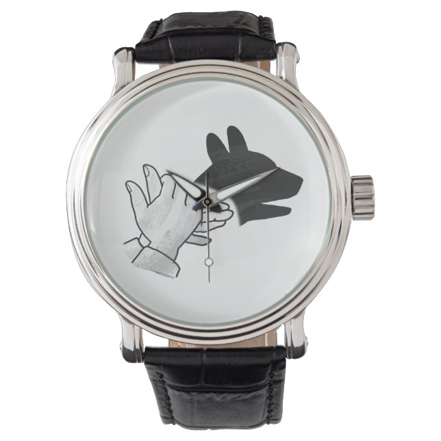 Hand Silhouette Dog Horloge (Voorkant)