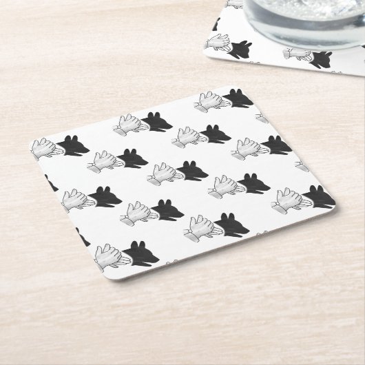 Hand Silhouette Dog Kartonnen Onderzetters (Schuin)