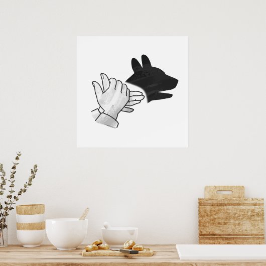 Hand Silhouette Dog Poster (Keuken)