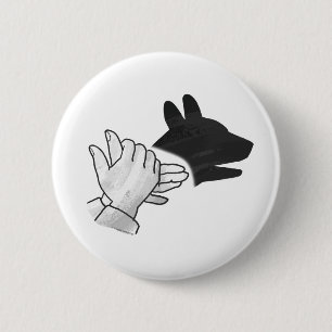 Hand Silhouette Dog Ronde Button 5,7 Cm