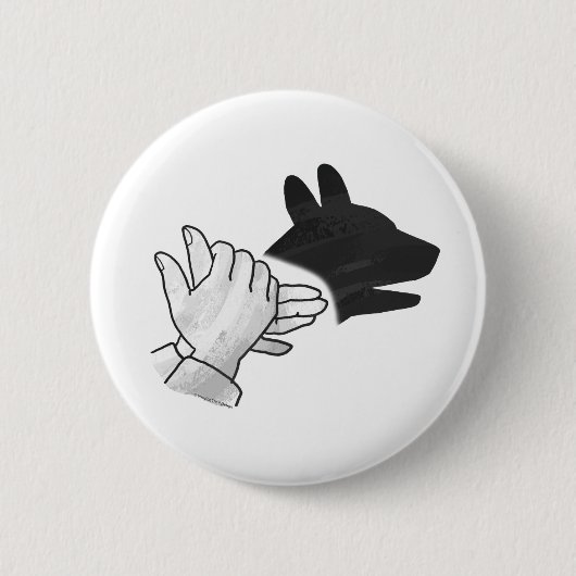 Hand Silhouette Dog Ronde Button 5,7 Cm (Voorkant)