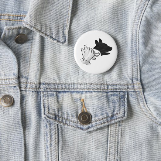Hand Silhouette Dog Ronde Button 5,7 Cm (In situ)