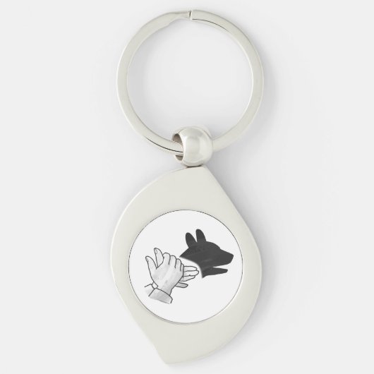 Hand Silhouette Dog Sleutelhanger (Voorkant)