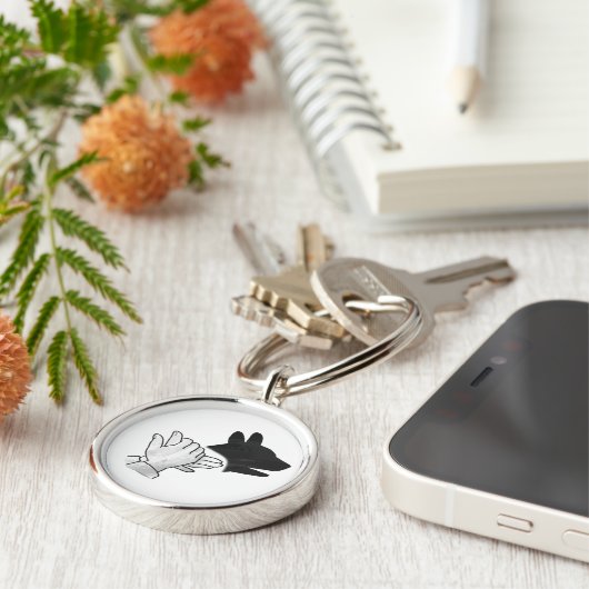 Hand Silhouette Dog Sleutelhanger (Zijkant)