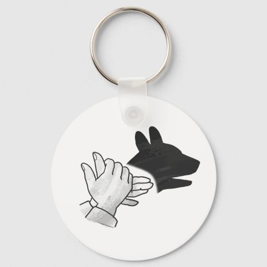Hand Silhouette Dog Sleutelhanger (Voorkant)