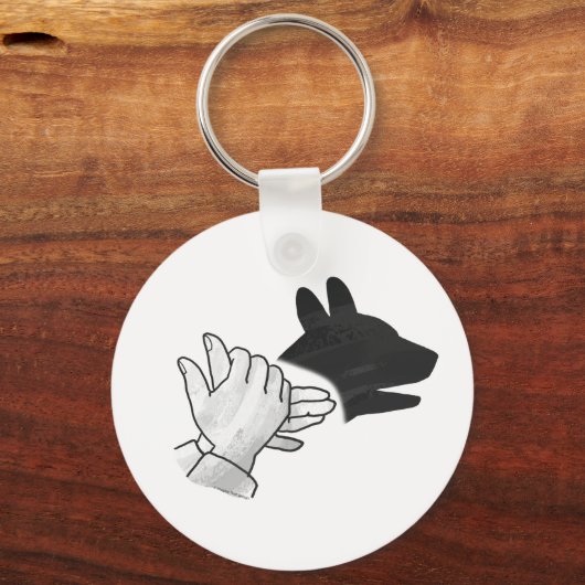 Hand Silhouette Dog Sleutelhanger (Voorkant)