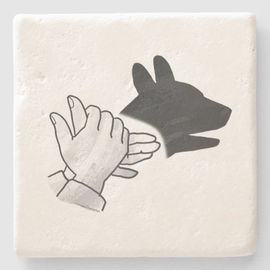 Hand Silhouette Dog Stenen Onderzetter (Voorkant)