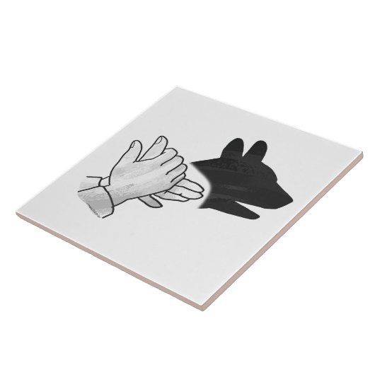 Hand Silhouette Dog Tegeltje (Zijkant)