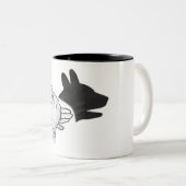 Hand Silhouette Dog Tweekleurige Koffiemok (Voorkant rechts)