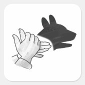 Hand Silhouette Dog Vierkante Sticker (Voorkant)
